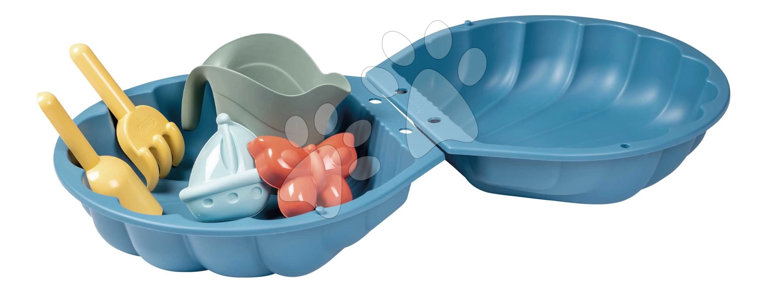 Kagyló homokozó formákkal 2 darab Double Mini Sand Pit Life Smoby lapát gereblye 35 cm kis területekre 18 hó-tól - 2025 modell SM868001