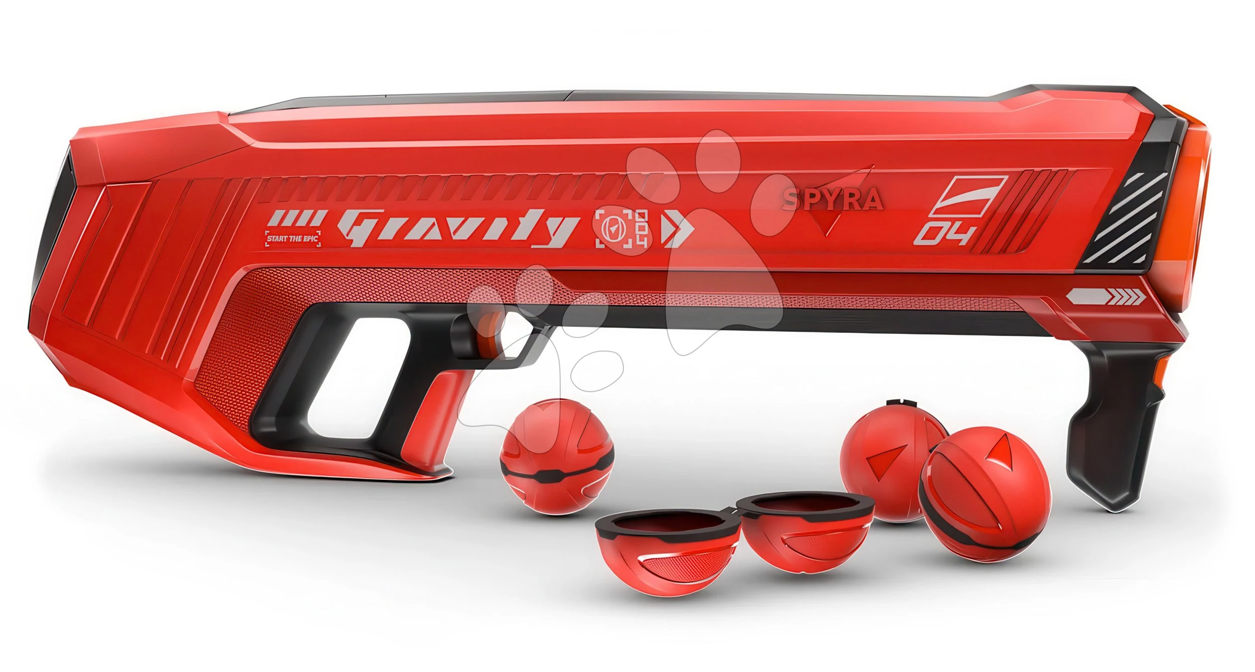 Vodný granátomet s farebným LED displejom SpyraGravity Blue Spyra s integrovanou batériou s USB-C nabíjaním a 4 vodné granáty s dostrelom 16 m SPGR1B